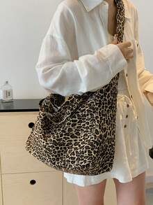 Summer Large Capacity Commuter Tote Bag, New Leopard Print Fashion Casual Shoulder Crossbody Bag, Real Product Photography May Have Color Difference Due To Lighting And Display Variations - Brown - View 3