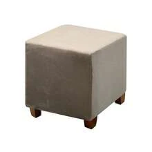 1pc Silver Fox Velvet Solid Color Jacquard Pattern Stretch Removable & Washable Square Stool/Ottoman Cover, Suitable For Home, Office, Hotel, Party Decor, Stool Cover Only (Stool Not Included) - Silver Fox Fur - View 11