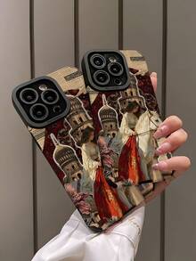 1件复古个性化女士与白马图案竖条纹仿皮软保护手机壳，兼容和（17/17 Air/17 Pro/17 Pro Max） - 彩色 - 查看 4