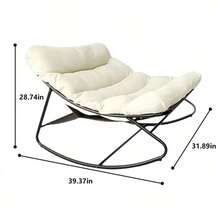 Virplik Rocking Chair For Indoor & Outdoor Use, Metal Patio Rocker With Thick Cushioned Seat, Modern Comfortable Lounge Chair For Living Room, Porch, Backyard - trắng - Xem 3