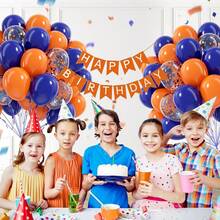 24/30 buc baloane albastru regal și portocaliu de 25 cm, asociate cu baloane portocalii și albastre, potrivite pentru petrecere de baby shower, absolvire, decorare petrecere de ziua de naștere - Multicolor - Vizualizare 3