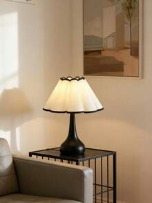 1pc USB Powered White Lampshade Desk Lamp, Retro Style Bedside Lamp, Suitable For Bedroom, Hostel, Dining Room, Camping, Warm Light Atmosphere Lamp - Black - View 1