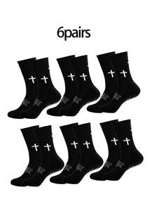 1/3/6双装新款十字纹足球/运动袜，加厚毛圈中筒防滑袜，男女通用，专业训练和比赛用袜 - 彩色 - 查看 17