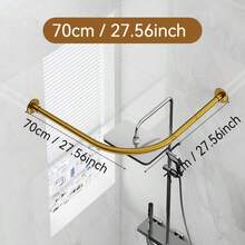 L型浴帘杆(28英寸/38英寸/48英寸 x 28英寸/38英寸/48英寸),无需钻孔安装,适用于浴室、服装店、私人空间、家居浴室装饰、秋季装饰、浴室配件、返校季 - 彩色 - 查看 13