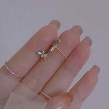 1 Pair Spring/Summer New Insect-Inspired Sparkling Rhinestone Dragonfly Stud Earrings, Delicate Female Gift - 1 對 - 查看 6