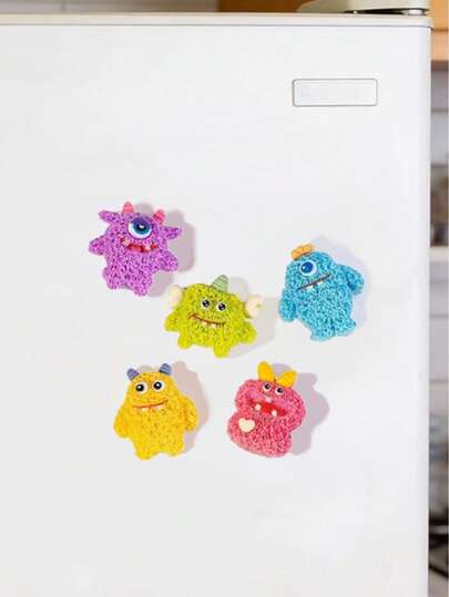 2/5pcs Monster Fridge Magnets, Funny Cute Monster Fridge Stickers, Cartoon Ugly Resin Creature Fridge Magnets, Creative Cabinet Decor, Cool Gift For Boys, Kids And Teens, Home Decor Party Favor, Holiday Gift