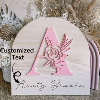 2D Plano, 1 Peça Placa de Nome de Madeira Personalizada, Nome Personalizado, Presente Personalizado, Design Interessante de Tábua de Madeira de Camada Dupla, Estilo Boêmio, Perfeito para Decoração de Quarto e Casa, Presente Único de Aniversário, Proposta, Aniversário, Dia dos Namorados, Dia de São Patrício, Casamento, Páscoa, Presente Personalizado