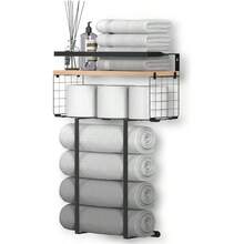 Bathroom Furniture Setsタフコ Tafuco Toallero para BañoToallero con Estante Toallero de Pared Accesorios de Baño Hotel Cocina (B) - B - Ver 1