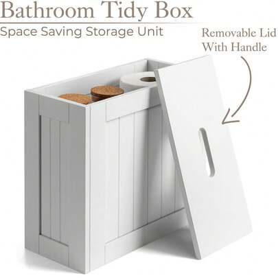 Bathroom Storage Unit, Toilet Roll Paper Cabinet, Compact Shaker, Multi-Purpose Cleaning Tidy Box,White