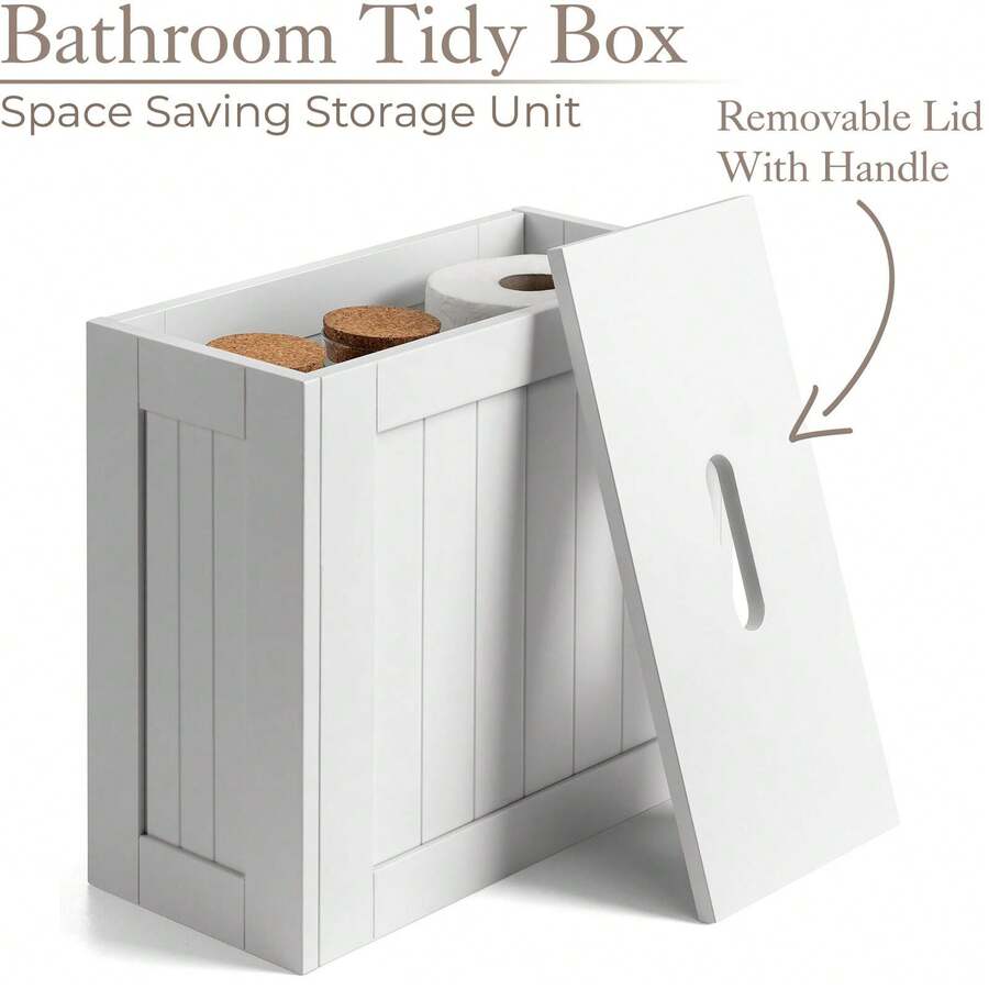 Bathroom Storage Unit, Toilet Roll Paper Cabinet, Compact Shaker, Multi-Purpose Cleaning Tidy Box,White - White - View 1