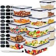 YQQ Juego de 16 recipientes herméticos para almacenamiento de alimentos organización y almacenamiento de cocina sin BPA contenedor de plástico transparente con tapas resistente a frio o calor.5735 - transparente - Ver 1