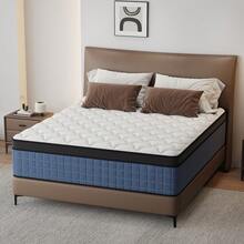 12"/14" Queen Mattres Twin Full Queen King Size Bed Mattress In A Box, Hybrid Pocket Spring Breathable Cotton Layer Mattress For Motion Isolation & Silent Sleep, Lumbar Support & Pressure Relief, Medium Firm - 12in Blue - 查看 11