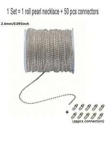 1Set 1.5/2.4mm Iron Beads Chain About 393.7 Inch About 50 Iron Material Beads Waist Buckle DIY Jewelry Chain Suitable For Bracelet Necklace DIY Making - Multicolor - View 12