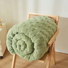 Coperta in pile di flanella a doppio strato spessa, coperta per divano, ufficio, pisolino, calda coperta in taffetà, coperta scialle per dormitorio, lenzuolo - Waffle - Marrone - Visualizzare 3