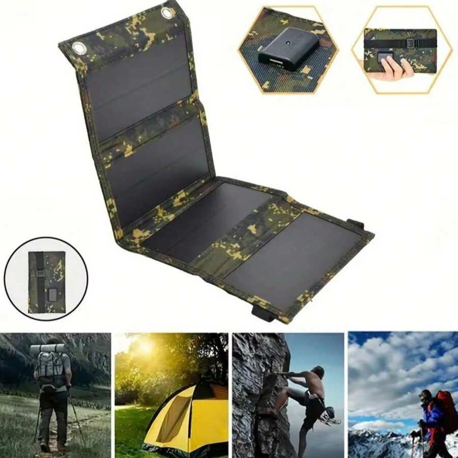 [80W Folding Solar Power Bank] 80W USB Solar Panel Folding Power Bank Outdoor Camping Hiking Phone Charger - Olive Green - View 1