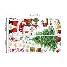 Santa Claus And Snowflakes Wall Stickers - Christmas Tree Wall Decals For Home And Party Window And Door Decor - Multi - View 5