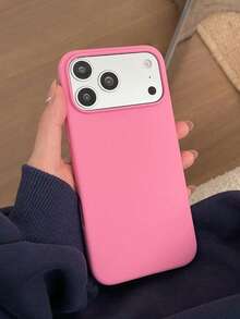 Minimalist Dopamine Pink Phone Case Compatible With IPhone 17 Pro Max/17 Pro/17 Air/17/16 Pro Max/16 Pro/16/16 Plus/15/15 Pro Max/15 Pro/15 Plus/11/12/13/14 Pro Max/12 Pro/12 Pro Max/13 Pro/13 Pro Max/7 Plus/14 Pro/14 Pro Max/14 Plus, Soft Shell, Creative Design For Men And Women - Rose Red - Upgraded Version - View 3