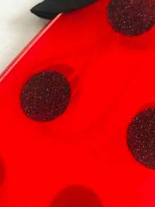 3 peças/Conjunto Conjunto de Fantasia de Desempenho de Festa de Carnaval de Natal em Bolinhas Vermelhas e Pretas, Asas de Joaninha Fofas/Item Único - Multicolorido - Visão 3