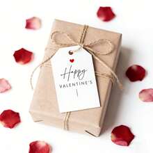 25/50 Pcs Whimsical Happy Valentines Day Gift Tag, Pink Bow Gift Tag, Blank Tags For Wedding Anniversary Party Present DIY Crafts - Multicolor - View 3