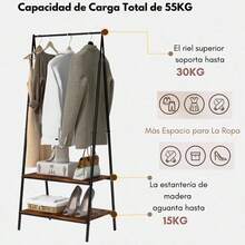 GOMYHOME Perchero con Zapatos Perchero para Colgar Perchero con Estante Perchero para Dormitorio y Entrada Marrón Rústico - Multicolor - Ver 8