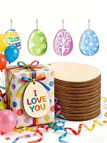 20个DIY木质镂空雕刻复活节彩蛋吊坠，包含20种图案和20根绳子，复活节家居派对装饰，绘画礼物，春节装饰，礼品包装标签，餐厅/酒店/卧室/客厅装饰 - 杏色 - 查看 4