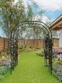 Arco enrejado para jardín exterior, soporte metálico para flores con revestimiento resistente al óxido, apto para plantas trepadoras, flores y hortalizas. Ideal para bodas, céspedes y fiestas - Negro - Ver 1