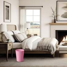 Bathroom Trash Can, 3 Pack 1.8 Gallons Small Trash Can With Trash Bags, Bathroom Garbage Can, Plastic Trash Bin, Round Waste Basket For Living Room, Bedroom, Office, Kitchen, Compact Space (White) - Pink & Purple & Green - View 6