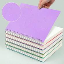 EMSHOI - Cuaderno de espiral pequeño con hs punteadas 14.5 x 21 cm 300 páginas/150 hs papel de cuadrícula de 100 g/m² tapa dura impermeable para oficina escuela toma de notas morado - Púrpura+B5 - Ver 3