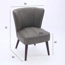 Grey Genuine Leather Living Room Lounge Chair Without Armrests – Solid Rubberwood Base, Modern Comfort Chair - Gray - View 5