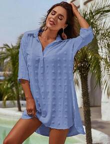 Women's Swimsuit Cover - Ups White Chiffon Bikini Swimwear Beach Dress Outfits Summer 6HQS - 藍色02 - 查看 8