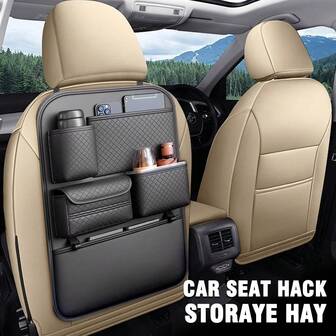 Premium Car Seat Back Storage Bag - Extra Large Capacity PU Material Mesh Design | Durable, Anti-Stain, Easy To Install, Keeps Your Car Clean