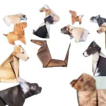 50pcs Geometric Origami Cat & Dog Animal Origami DIY Folding Paper