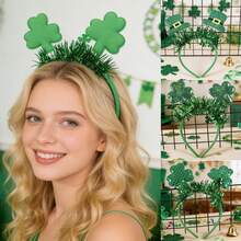 1pc Irish Festival Headband, St. Patrick's Day Party Costume Hat Headband With Four-Leaf Clover And Shamrock Decor, Carnival Party Supplies, Birthday Celebration - Multicolor - View 2