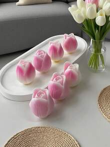 1pc Romantic Bud Tulip Candle Silicone Mold - Batch-Made/Easy Clean For Candle/Resin, Valentine's/Mother's Day/Easter Gifts - White - View 5