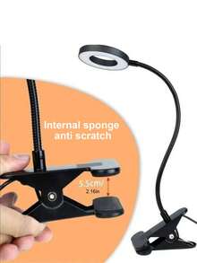 LED Folding Magnifying Desk Lamp With Clamp, USB Eye-Caring Table Light With 3 Color Temperatures And 10 Brightness Levels For Jewelry, Beauty, Manicure, Eyelash Extension, Tattooing, Embroidery, Reading, Electronics Repair - Multicolor - View 9