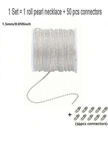 1Set 1.5/2.4mm Iron Beads Chain About 393.7 Inch About 50 Iron Material Beads Waist Buckle DIY Jewelry Chain Suitable For Bracelet Necklace DIY Making - Multicolor - View 15