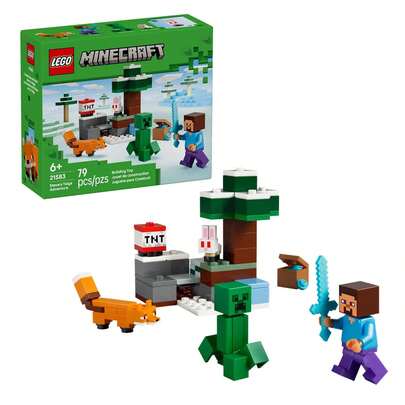  LEGO Minecraft Steve's Taiga Adventure Building Toy For Boys & Girls - Video Game Playset & Toy Figures For Kids, Ages 6 + - With 2 Minifigures & 2 Pretend Play Animals - Gift Idea For Birthdays - 21583