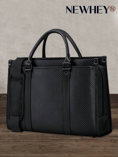 NEWHEY Business Briefcase, Men's Work Bag, Messenger Bag, Dual-Compartment A4 File Bag, Water-Resistant Laptop Bag, Large Capacity, Suitable For School, Work, Travel, Job Hunting, Gift