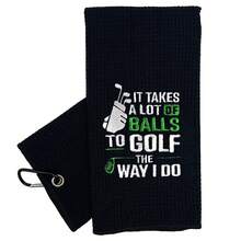 Handuk Golf Hitam Bordir dengan Klip - Hadiah Sempurna untuk Pecinta Golf, Cocok untuk Ulang Tahun, Hari Ayah, dan Acara Lainnya - MultiWarna - View 2