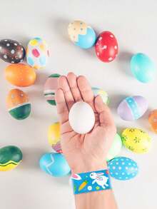 12个/6个装复活节拍手手环、复活节棕榈手环、复活节派对小礼物、复活节篮子填充物、复活节手链、复活节彩蛋填充物、派对用品、复活节礼品袋填充物、复活节彩蛋寻宝游戏、春季和复活节主题按扣、礼品袋填充物 - 彩色 - 查看 6