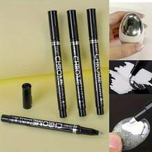 Chrome Plated Marker Pen, High Gloss Mirror Paint Pen, Metal Pen, Repair Model Coloring Graffiti Pen, Silver/Gold | Chrome Mirror Effect Marker, High Luster, Mirror Silver, Metallic Finish - Quick Dry Waterproof Long-Lasting Colorfast, Suitable For Cards, Posters, Mugs, Ceramic And Glass Crafts | Multi-Surface Usable, DIY Creation, Handicraft Essential - Craft Supplies, DIY Gold Handicraft Supplies - Multicolor - View 5