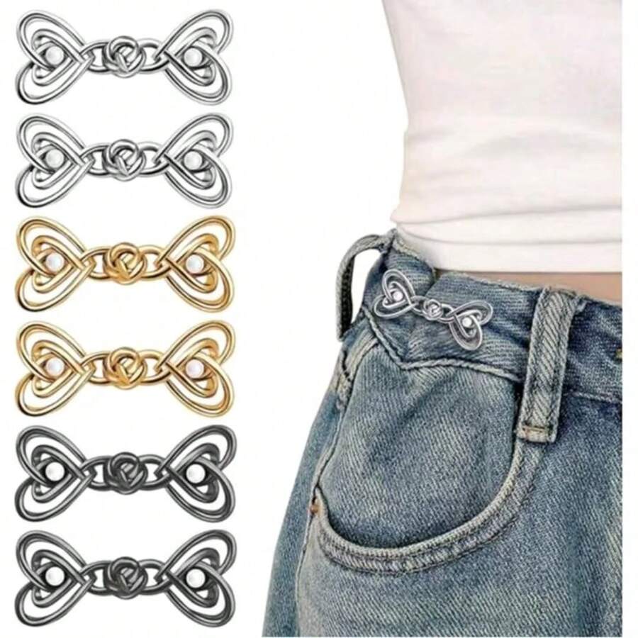 6pcs Women's Pants Tightener - Denim Waist Cincher Clips And Pins, Slimming Waist, Adjustable Waist Clips - Multicolor - View 1