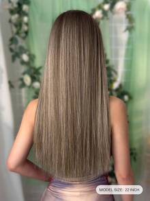 ZURO 22 Inch Clip-In Hair Extensions, Black Brown Straight, Suitable For Women, Golden Fluffy Tangle-Free, Reddish Brown Clip-In Hair Extensions, Synthetic Material, Silver Dark Brown - Rust Brown - View 3