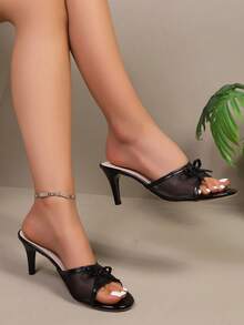 Dép xăng đan mùa hè cỡ lớn bằng da mềm, mũi vuông, kiểu xỏ ngón gót thấp, dép xỏ ngón quai mảnh đa năng dành cho nữ. - màu đen - Xem 4