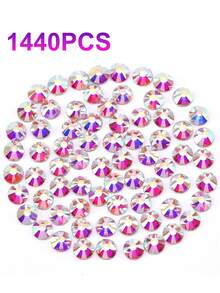 Rhinestones 1440pcs SS3-SS10 Glass Rhinestones Crystal Flatback Gemstones For Crafts Nails Makeup Bags And Shoes Decoration(SS3-SS10, Crystal AB) - Multicolor - View 1