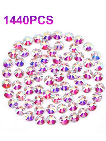 Rhinestones 1440pcs SS3-SS10 Glass Rhinestones Crystal Flatback Gemstones For Crafts Nails Makeup Bags And Shoes Decoration(SS3-SS10, Crystal AB)
