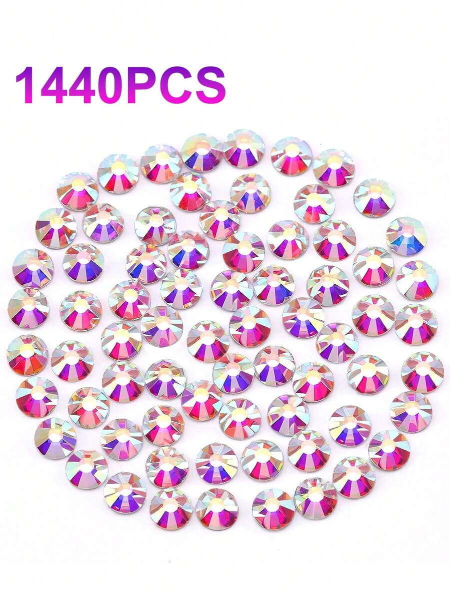 Rhinestones 1440pcs SS3-SS10 Glass Rhinestones Crystal Flatback Gemstones For Crafts Nails Makeup Bags And Shoes Decoration(SS3-SS10, Crystal AB) - Multicolor - View 1