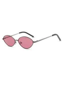 1 par de gafas de moda con montura metálica ovalada en color gunmetal para mujer - Gris pistola - Ver 2