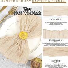 6/12/18/24/30pcs Set Sage Green Cheesecloth Napkins, Multi-Color Options Cheesecloth Napkins, Bali Cheesecloth Napkins, Rustic Boho Lavender Napkins, Suitable For Family Dinner, Restaurant, Wedding, Party, Dining Table Decor - Multicolor - View 9