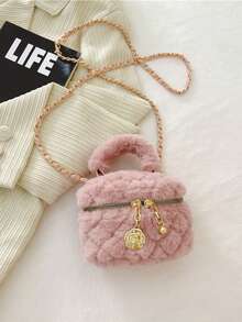 迷你可爱儿童包，毛绒水桶单肩包，女孩链条斜挎包，亲子互动背包，口红包，公主零钱包，时尚配饰包，旅行包 - 鏈條手提水桶包 - 查看 15